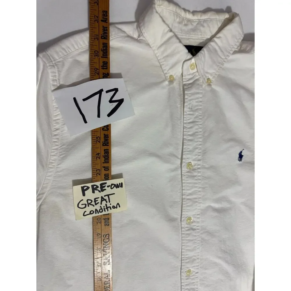 Polo Ralph Lauren Button Down Shirt Size XL White Blue Pony